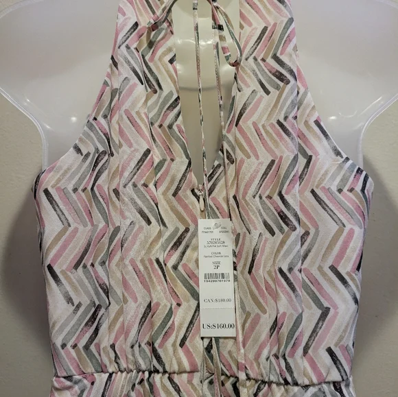 White House Black Market Chevron Maxi Dress in Pink, Blue, and White Size 2p - Picture 8 of 10